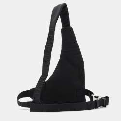 Pre Owned Emporio Armani Black Nylon Logo Belt Bag