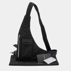 Pre Owned Emporio Armani Black Nylon Logo Belt Bag