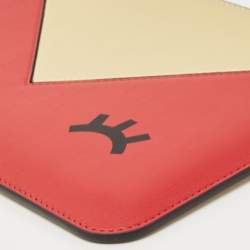 Pre Owned Emporio Armani Red/Gold Leather Pig Tassel Clutch