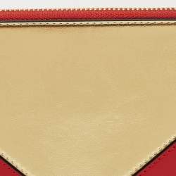 Pre Owned Emporio Armani Red/Gold Leather Pig Tassel Clutch