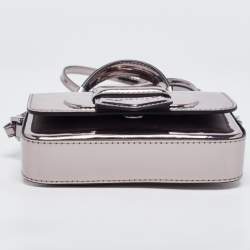 Pre Owned Emporio Armani Metallic Grey Patent Leather Mini Flap Top Handle Bag