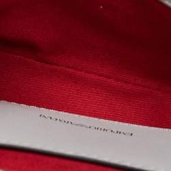 Pre Owned Emporio Armani Metallic Grey Patent Leather Mini Flap Top Handle Bag