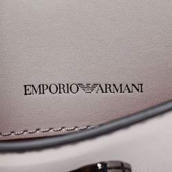 Pre Owned Emporio Armani Metallic Grey Patent Leather Mini Flap Top Handle Bag