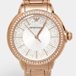 Emporio Armani Silver Rose Gold Plated Stainless Steel Starry Night AR11633 Women's Wristwatch 32 mm