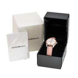 Pre Owned  Emporio Armani Mother Of Pearl Two-Tone Stainless Steel Leather AR6133 Women's Wristwatch 36 mm