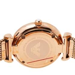 Emporio Armani Mother Of Pearl Rose Gold Tone Stainless Steel Gianni T-Bar AR11320 Women's Wristwatch 32 mm
