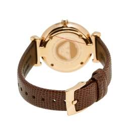 Pre Owned Emporio Armani Mother of Pearl Rose Gold Plated Stainless Steel Leather AR9042L Women's Wristwatch 32 mm