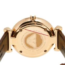 Pre Owned Emporio Armani Mother of Pearl Rose Gold Plated Stainless Steel Leather AR9042L Women's Wristwatch 32 mm