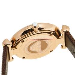 Pre Owned Emporio Armani Mother of Pearl Rose Gold Plated Stainless Steel Leather AR9042L Women's Wristwatch 32 mm