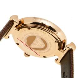 Pre Owned Emporio Armani Mother of Pearl Rose Gold Plated Stainless Steel Leather AR9042L Women's Wristwatch 32 mm