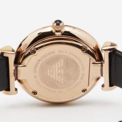 Emporio Armani Black Mother Of Pearl Gold PVD Coated Stainless Steel Embossed Leather Gianni T-Bar AR11060 Women's Wristwatch 32 mm