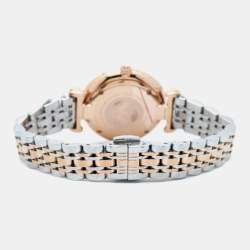 Pre Owned Emporio Armani White Crystal Two Tone Stainless Steel AR1926 Women's Wristwatch 32MM