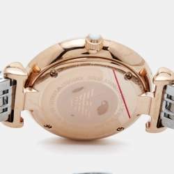 Pre Owned Emporio Armani White Crystal Two Tone Stainless Steel AR1926 Women's Wristwatch 32MM