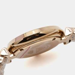 Pre Owned Emporio Armani White Crystal Pave Gold PVD Coated Stainless Steel Glitz AR11244 Women's Wristwatch 32 mm