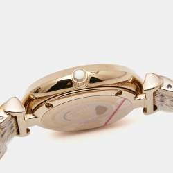 Pre Owned Emporio Armani White Crystal Pave Gold PVD Coated Stainless Steel Glitz AR11244 Women's Wristwatch 32 mm