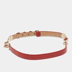 Pre Owned Emporio Armani Red Textured Leather Metail Detail Waist Belt