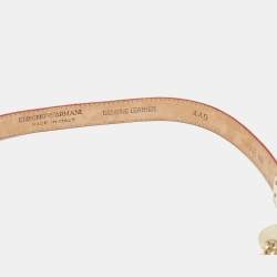 Pre Owned Emporio Armani Red Textured Leather Metail Detail Waist Belt