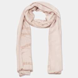 Emporio Armani Pink Eagle Logo Velvet and Modal Scarf
