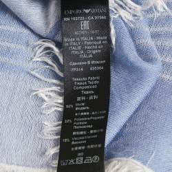 Pre Owned Emporio Armani Blue Monogram Modal Scarf 