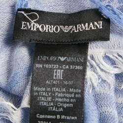 Pre Owned Emporio Armani Blue Monogram Modal Scarf 
