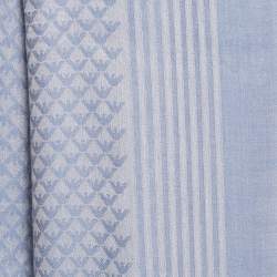 Pre Owned Emporio Armani Blue Monogram Modal Scarf 