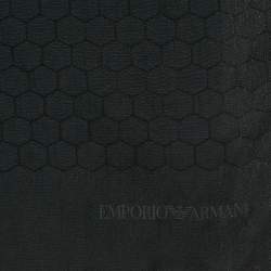 Pre Owned Emporio Armani Navy Blue Honeycomb Pattern Silk Scarf