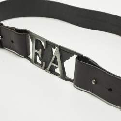 Pre Owned Emporio Armani EA Logo 50CM Adjustable Belt Black Leather