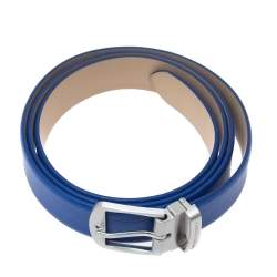 Pre Owned Emporio Armani Royal Blue Leather Buckle Belt