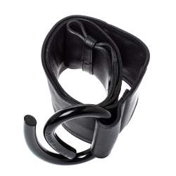 مملوكة مسبقًا Emporio Armani Black Leather Waist Belt 75CM