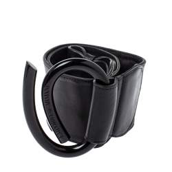 مملوكة مسبقًا Emporio Armani Black Leather Waist Belt 75CM