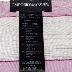 Pre Owned Emporio Armani Purple & Grey Striped Silk Stole 
