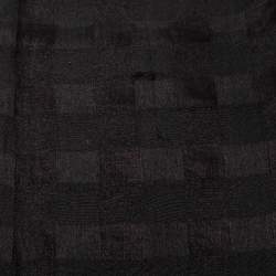 Pre Owned Emporio Armani Black Check Patterned Silk Scarf