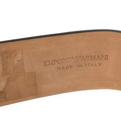 Pre Owned Emporio Armani Iridescent Pleated Detail Leather Waist Belt 85CM