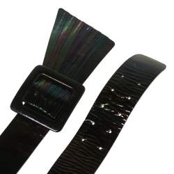 Pre Owned Emporio Armani Iridescent Pleated Detail Leather Waist Belt 85CM