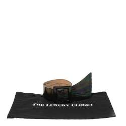 Pre Owned Emporio Armani Iridescent Pleated Detail Leather Waist Belt 85CM