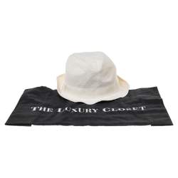 Pre Owned Emporio Armani White Paper Hat Size 57