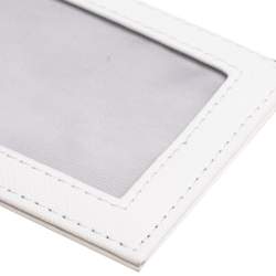 Pre Owned Emporio Armani White/Black Leather Badge Holder with Logo Lanyard