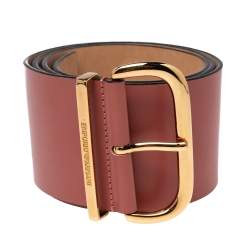 مملوكة مسبقًا Emporio Armani Rose Gold Leather Waist Buckle Belt 