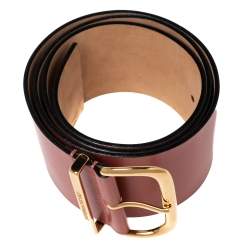 مملوكة مسبقًا Emporio Armani Rose Gold Leather Waist Buckle Belt 