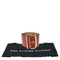 مملوكة مسبقًا Emporio Armani Rose Gold Leather Waist Buckle Belt 