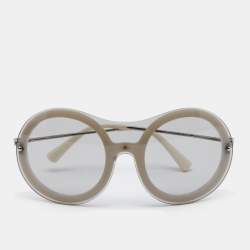 مملوكة مسبقًا Emporio Armani White/Grey 4055 Round Shield Sunglasses
