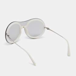 مملوكة مسبقًا Emporio Armani White/Grey 4055 Round Shield Sunglasses