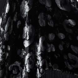 Emporio Armani Black Animal Print Velvet Fringed Triangle Scarf