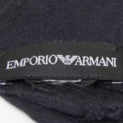 Pre Owned Emporio Armani White Logo Print Gauze Scarf