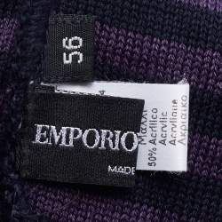 Pre Owned Emporio Armani Purple Striped Wool Beanie 56 cm