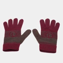 Emporio Armani Burgundy & Beige Wool Gloves