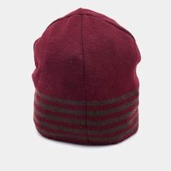Emporio Armani Burgundy Wool Beanie 57 cm