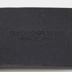 Emporio Armani Black Leather Brick Buckle Wide Belt 