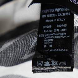 Pre Owned Emporio Armani White Striped Cottom & Linen Scarf