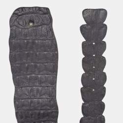 Pre Owned Emporio Armani Black Croc Embossed Leather Waist Belt 85CM